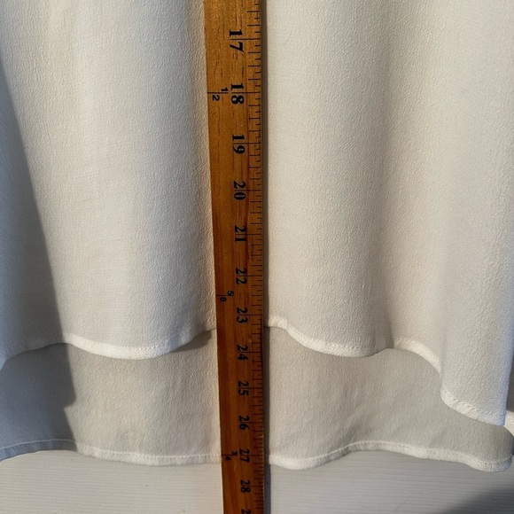 RO & DE White Blouse Red Black Sleeve Stripes Sz MED Elastic Cuffs Back Zipper - Picture 9 of 12